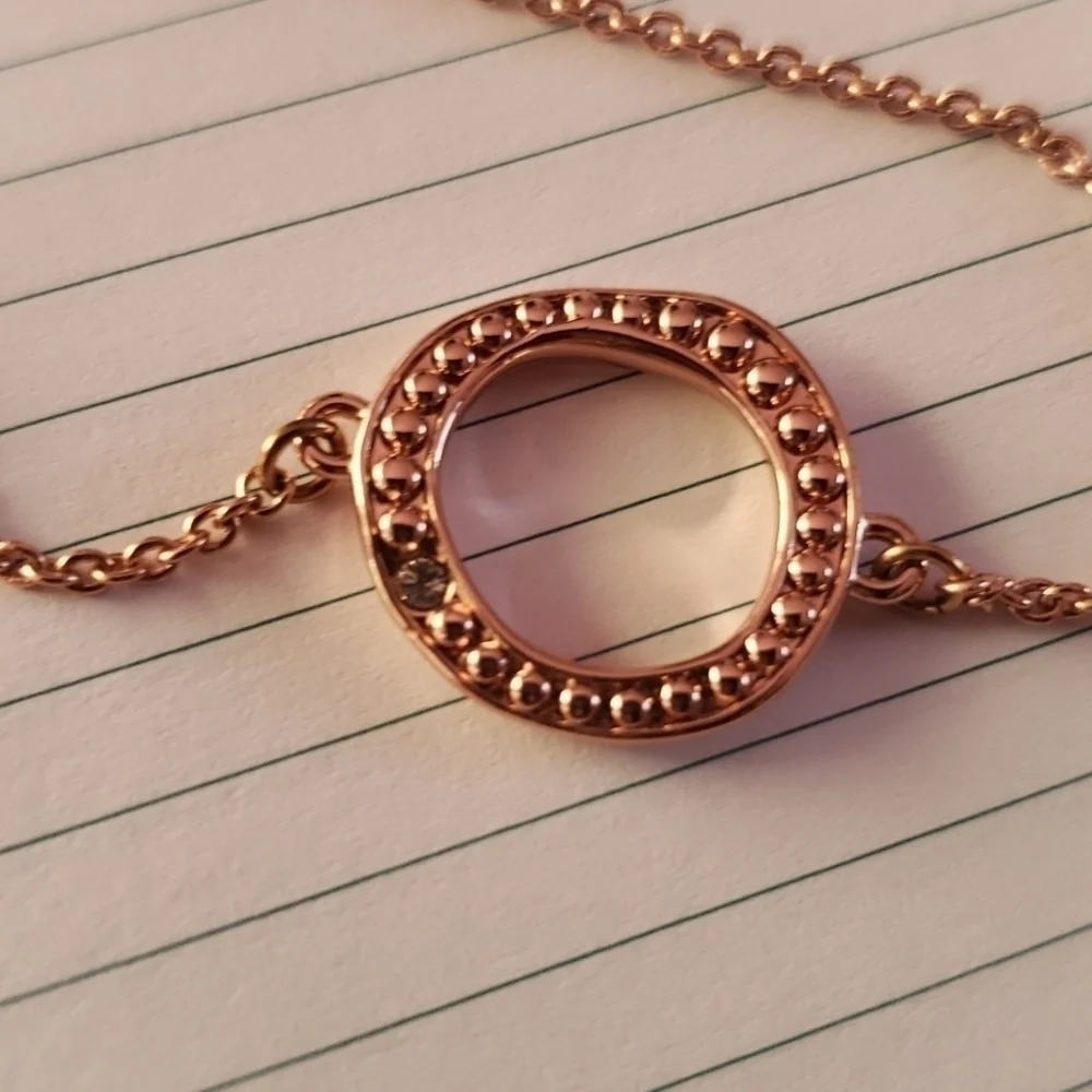 Organic Circle of love rose gold plated bracelet with Swarovski crystal.